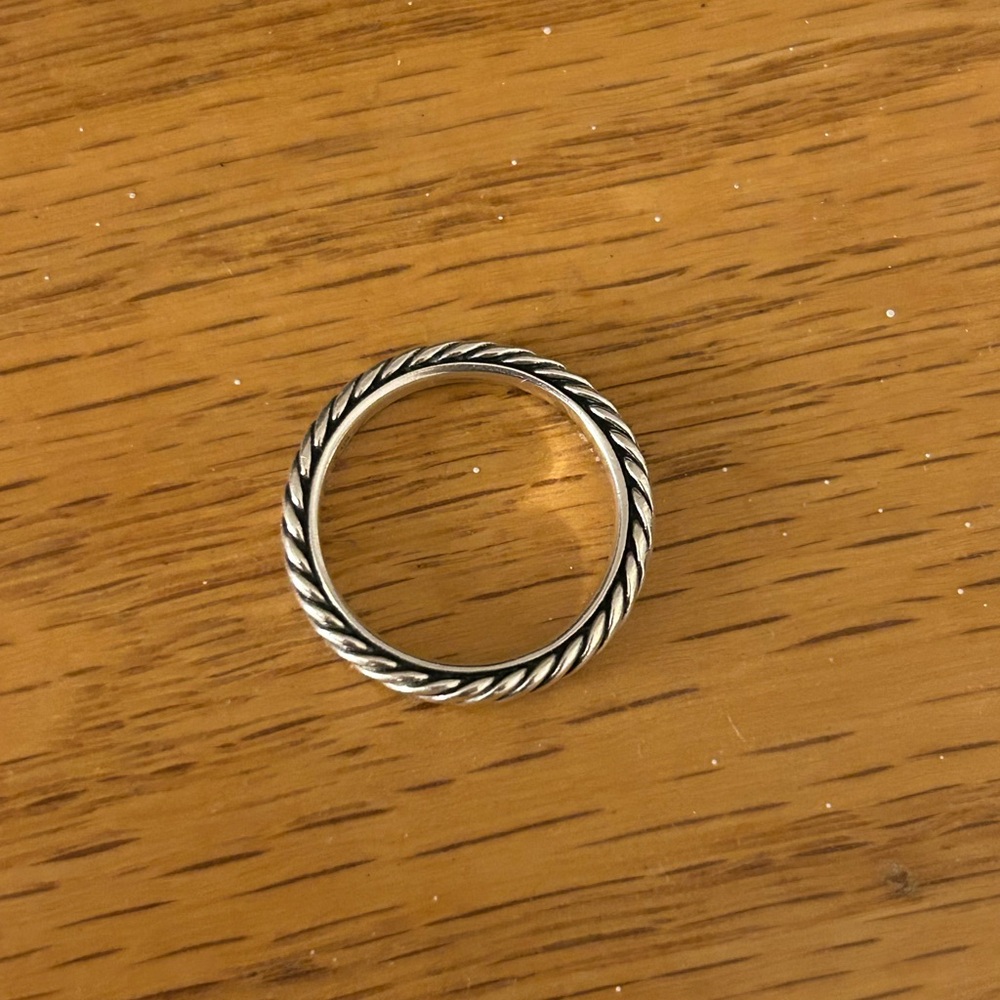 David Yurman Twisted Rope Sterling-Color Band Ring - Picture 3 of 4